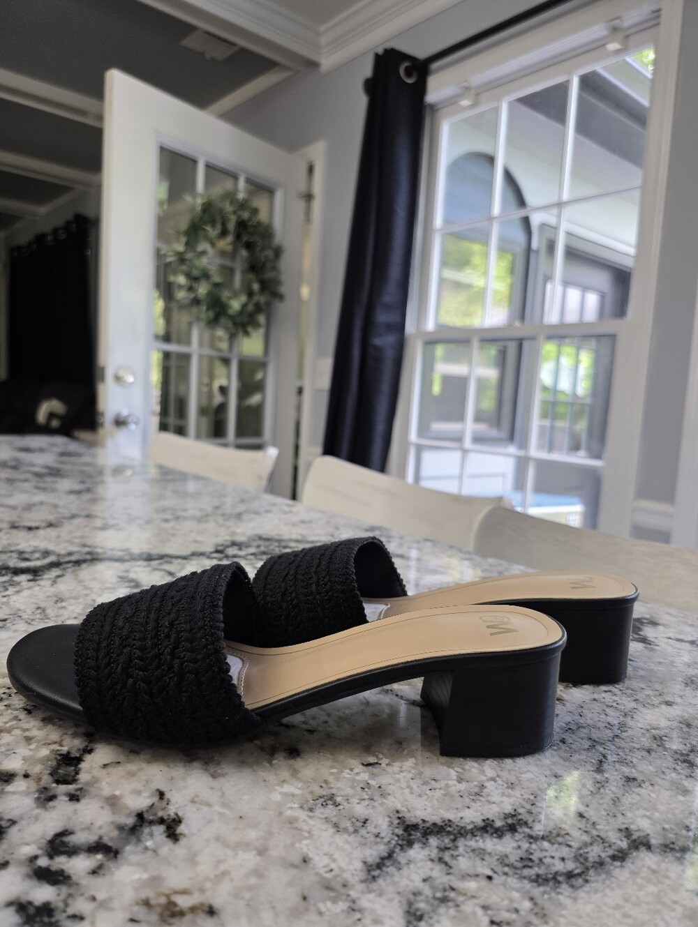 Chelsea Moreland Woven Block Heel Slide Sandals. NEW!